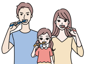 家族で歯磨き